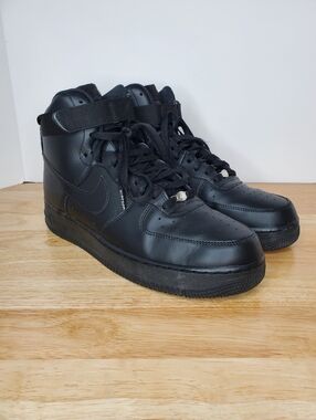 Nike Air Force 1 '07 High Triple Black High Top Sneakers Mens Size 11.5